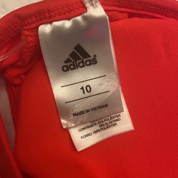 NEW! ADIDAS Cross Back Bikini Top Size 10 Hot Coral White Athletic - Picture 9 of 13